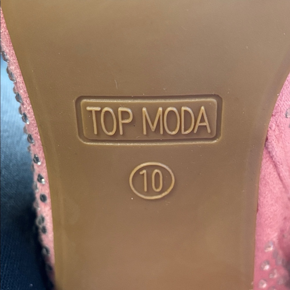 Top Moda *NEW* HESTER-15 Ankle Boots Block Heel Rhinestone Bling Pink Zipper 10 - Picture 13 of 16